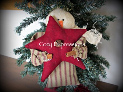 Snowman with star Ornament | Handmade Ornament | Gift Tag | Christmas tree ornament | Xmas Ornament | Custom Christmas - image4